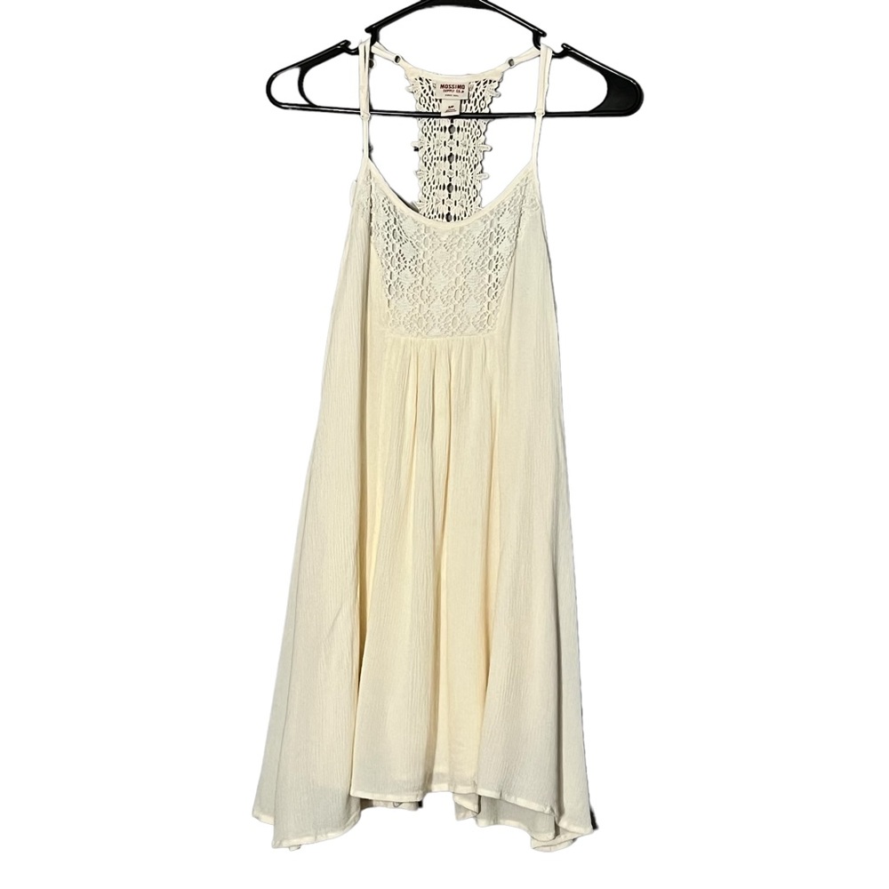 Mossimo Women’s Cream Beige Boho Eyelet Embroidered Summer Flowy Mini Dress